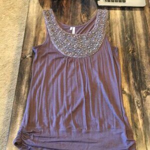 Studio Y Beaded Scoop Neck Tank Top Mauve/Purple Slouchy Women's Size Medium